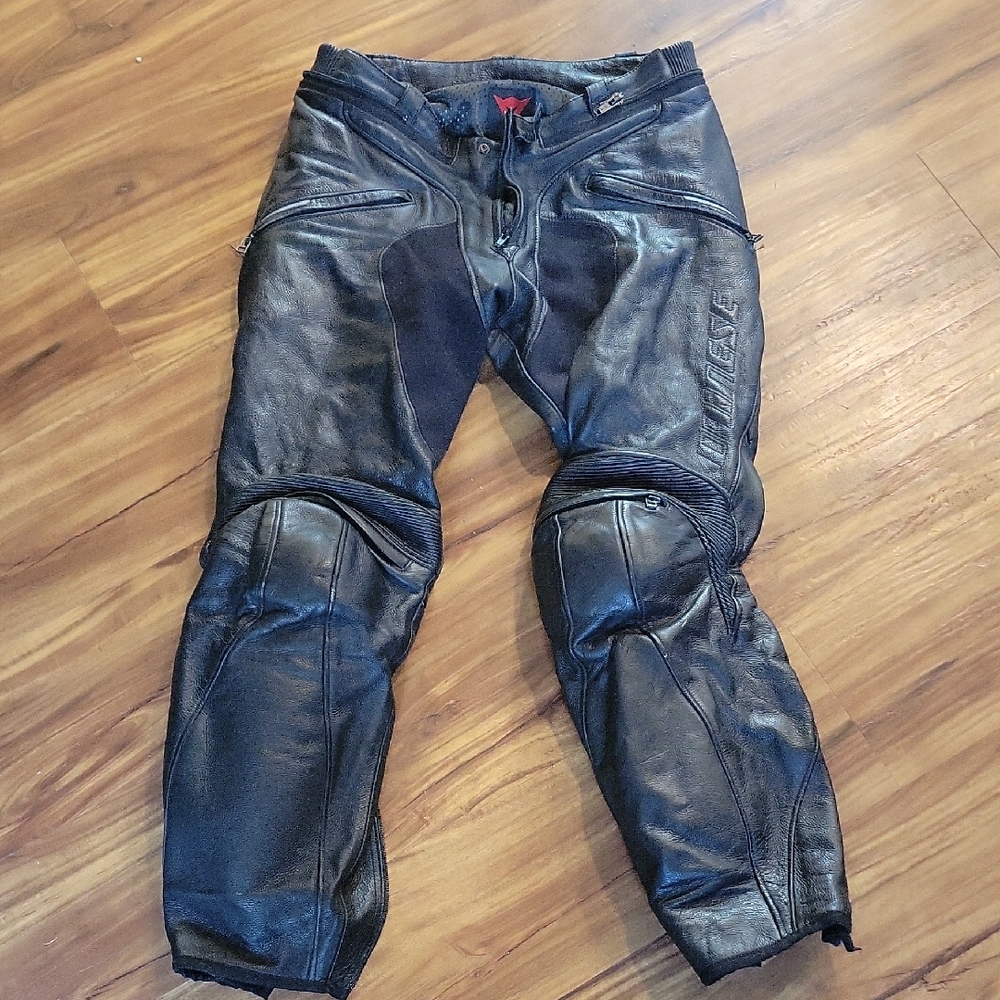 Dainese Men's Black Leather Motorcycle Pants